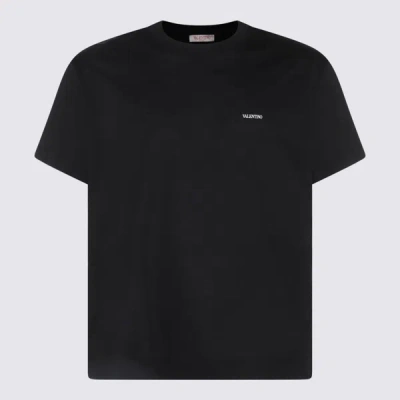 Shop Valentino Logo Cotton T-shirt In Black