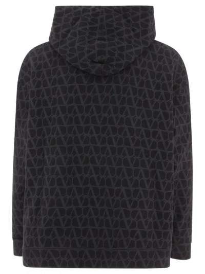 Shop Valentino Toile Iconographe Cotton Hoodie In Black