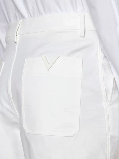 Shop Valentino V Detail Cotton Bermudas In Ivory