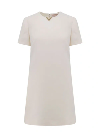 Shop Valentino Vlogo Wool And Silk Blend Short Dress In White