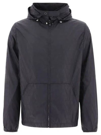 Shop Valentino Windbreaker Jacket With All-over Toile Iconographe Pattern In Black