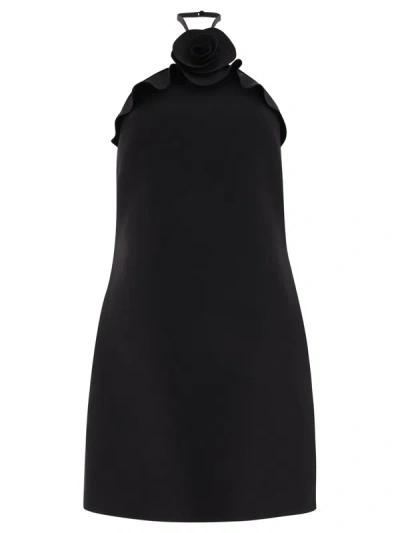 Shop Valentino Wool And Silk Blend Mini Dress In Black