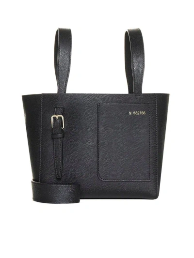 Shop Valextra Mini Leather Bucket Bag In Black