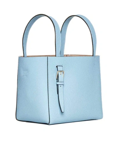 Shop Valextra Mini Leather Bucket Bag In Clear Blue