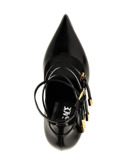 Shop Versace Black Leather Tempest Pumps