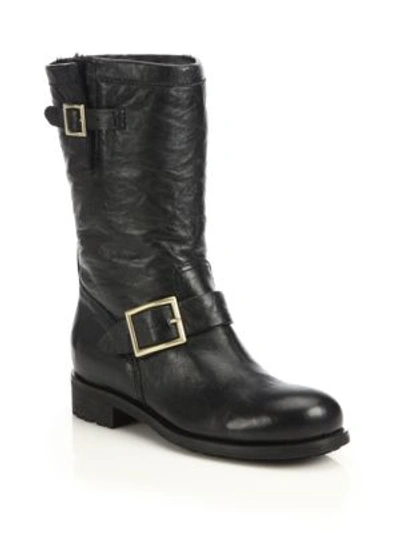 Jimmy Choo 24/7 Biker Leather Boots In Black