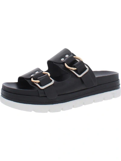 Shop J/slides Baha Womens Leather Footbed Platform Sandals In Black