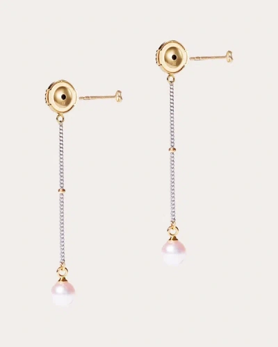 Shop Milamore Women's En Pearl Drop Earrings In Gold
