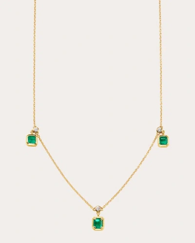 Shop Milamore Women's Triple Emerald Pendant Necklace In Green