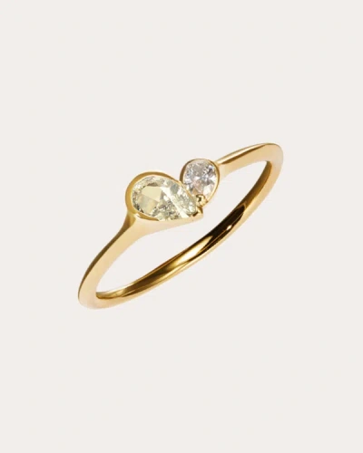 Shop Milamore Women's Duo Diamond Heart Mini Cocktail Ring In Gold