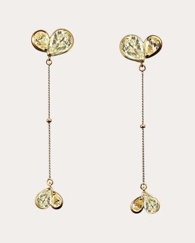 Shop Milamore Women's Diamond Duo Heart Balloon Drop Earrings In Gold