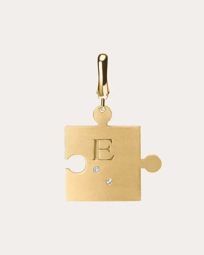 Shop Milamore Women's 18k Gold & Diamond Braille Initial Puzzle Piece Charm