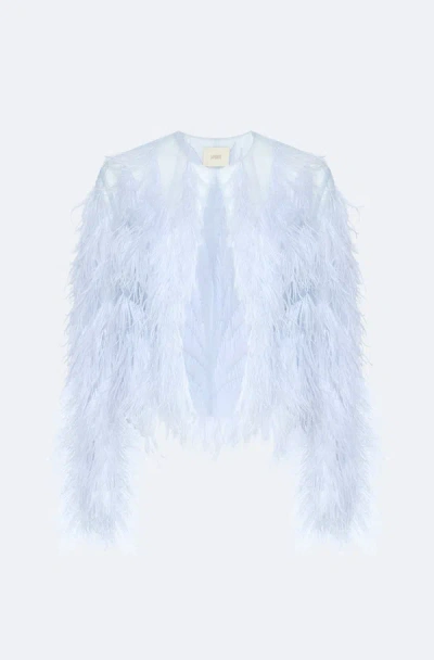 Shop Lapointe Feather Jacket In Cloud