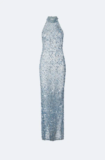 Lapointe Mesh Sequin Gown In Cloud