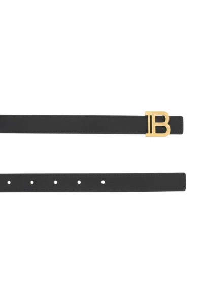 Shop Balmain Leather B-belt Waist In Black