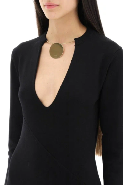 Shop Jil Sander Wool Knit Midi Dress With Necklace In Black