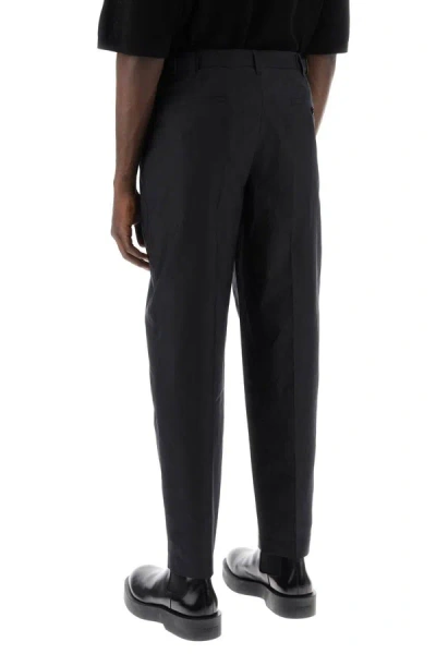 Shop Lemaire Cotton And Silk Carrot Pants For Men In Black