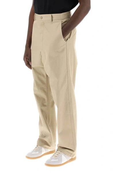 Shop Mm6 Maison Margiela Loose Straight Leg Pants With A In Beige