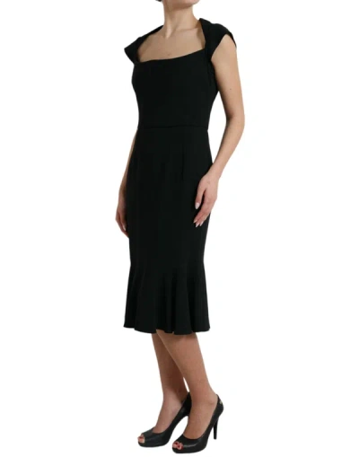 Shop Dolce & Gabbana Elegant Black Stretch Cady Midi Women's Dress