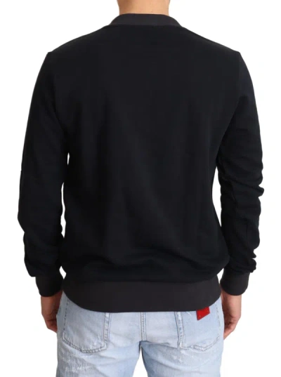 Dolce & Gabbana Blue Crown King Cotton Pullover Sweater In Blue