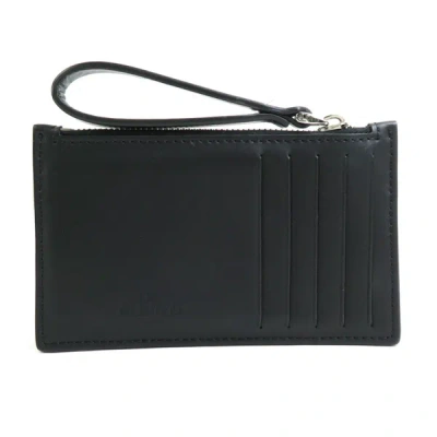 Shop Valentino Garavani Vltn Black Leather Wallet  ()
