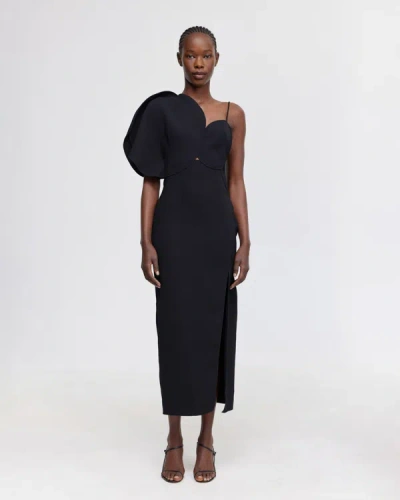 Shop Acler Allister Column Midi Dress In Black