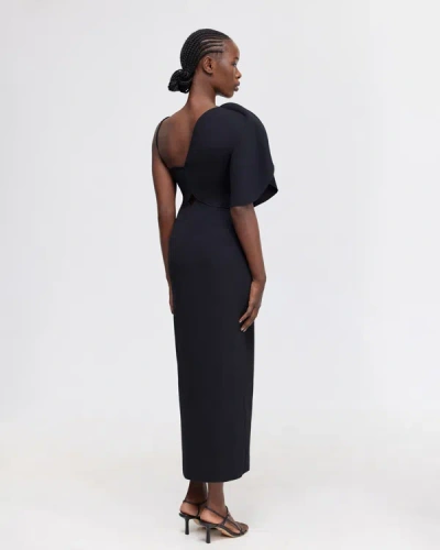 Shop Acler Allister Column Midi Dress In Black