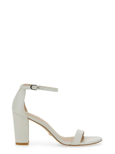Stuart Weitzman 80mm Nearly Nude Leather Sandals In White