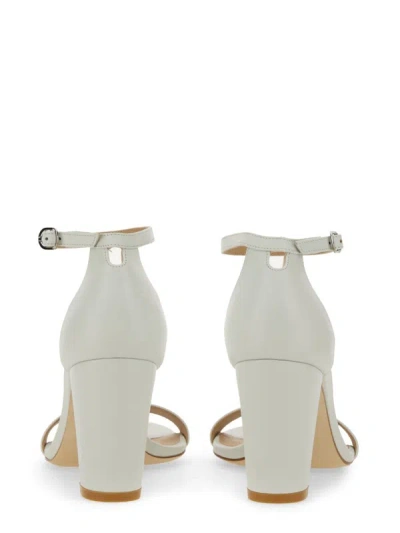 Stuart Weitzman 80mm Nearly Nude Leather Sandals In White