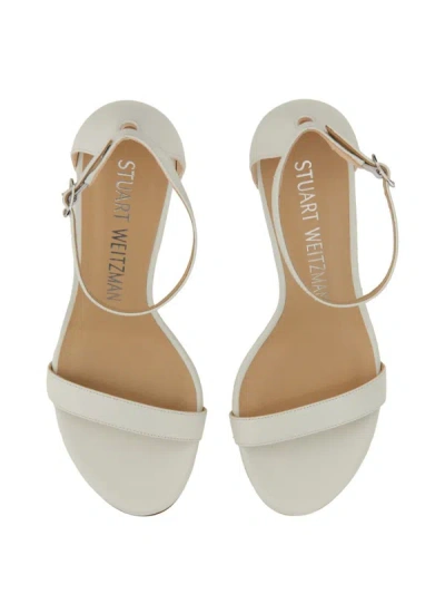 Stuart Weitzman 80mm Nearly Nude Leather Sandals In White