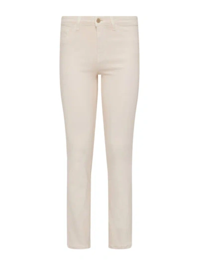 Shop L Agence Ginny Coated Straight-leg Back Zip Jean In French Vanilla Coated
