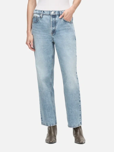 Shop Frame The Slouchy Straight Jeans Divine Denim In Blue