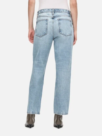 Shop Frame The Slouchy Straight Jeans Divine Denim In Blue