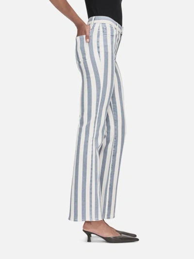 Shop Frame Le Easy Flare Jeans Clear Blue Stripe Denim In White