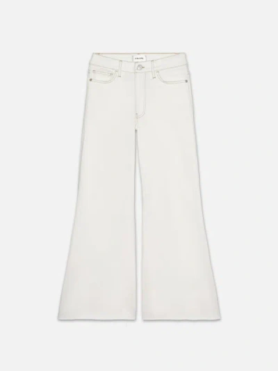 Frame Womens White Le Pixie Slim Palazzo Wide-leg High-rise Stretch Denim-blend Jeans In White