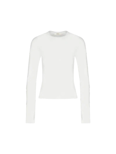Pangaia Women's 365 Cotton-stretch Long-sleeved Top — Off-white In Off-white