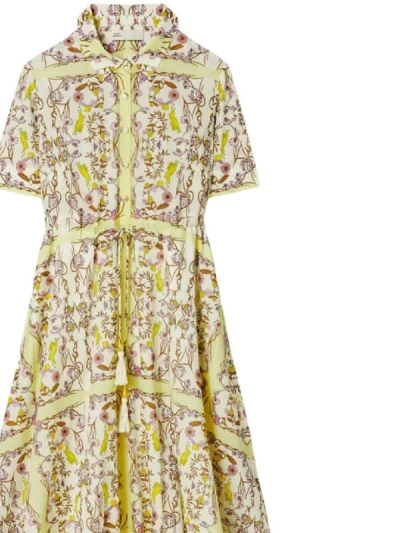 Shop Tory Burch Dresses In Chartreuse Meadow