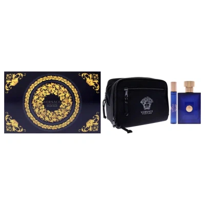 Shop Versace Dylan Blue By  For Men - 3 Pc Gift Set 3.4oz Edt Spray, 10ml Edt Spray, Blue Pouch