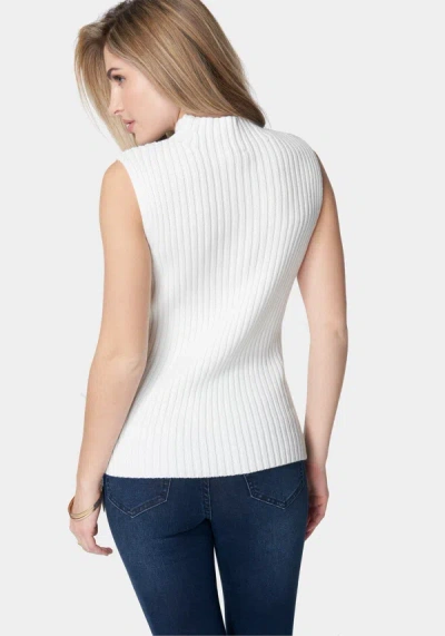 Bebe Wool Blend Side Lace Up Sleeveless Sweater Top In White Alyssum