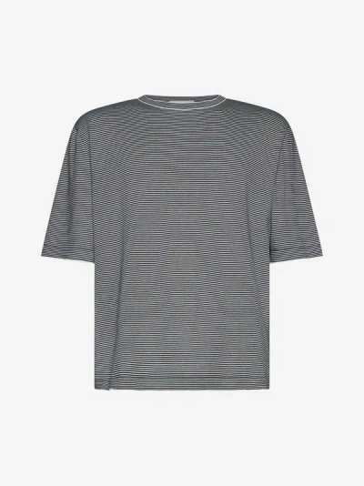 Shop Lardini Striped Cotton T-shirt In Cream,black