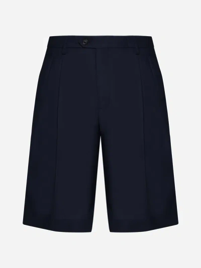 Shop Lardini Wool Shorts In Blue
