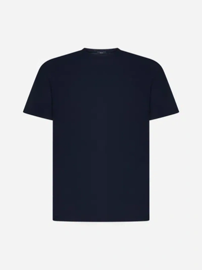 Shop Herno Cotton T-shirt In Navy Blue