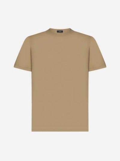 Shop Herno Cotton T-shirt In Sand