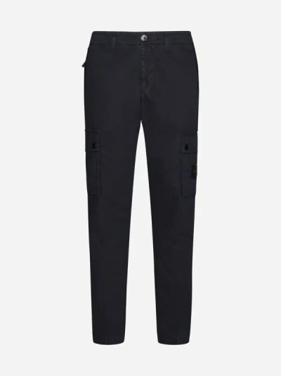 Shop Stone Island Slim-fit Cotton Cargo Trousers In Navy Blue