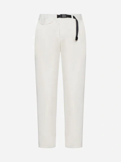 Shop White Sand Belted Cotton Trousers In Cream