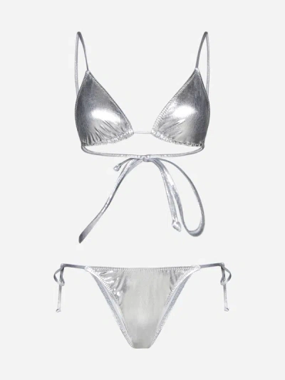 Shop Bikini Lovers Eva Triangle Bikini In Silver