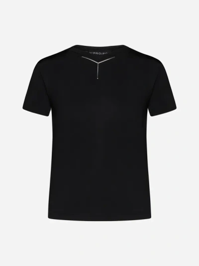 Shop Y/project Logo-plaque Viscose T-shirt In Black