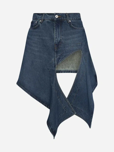 Shop Y/project Cut Out Denim Miniskirt In Vintage Blue