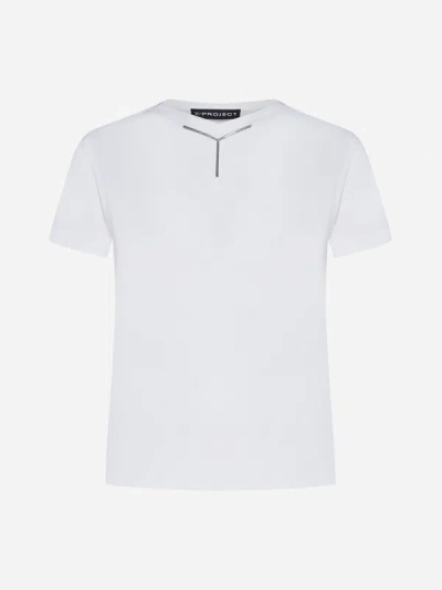 Shop Y/project Logo-plaque Viscose T-shirt In Optic White