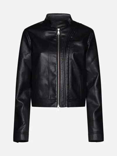 Shop Y/project Faux Leather Biker Jacket In Black